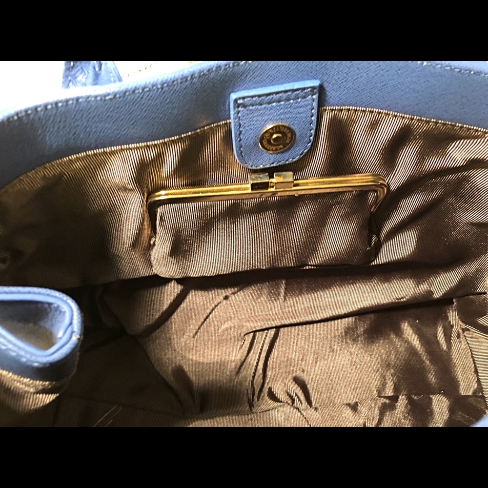 Blue leather Ivanka Trump leather tassel bag